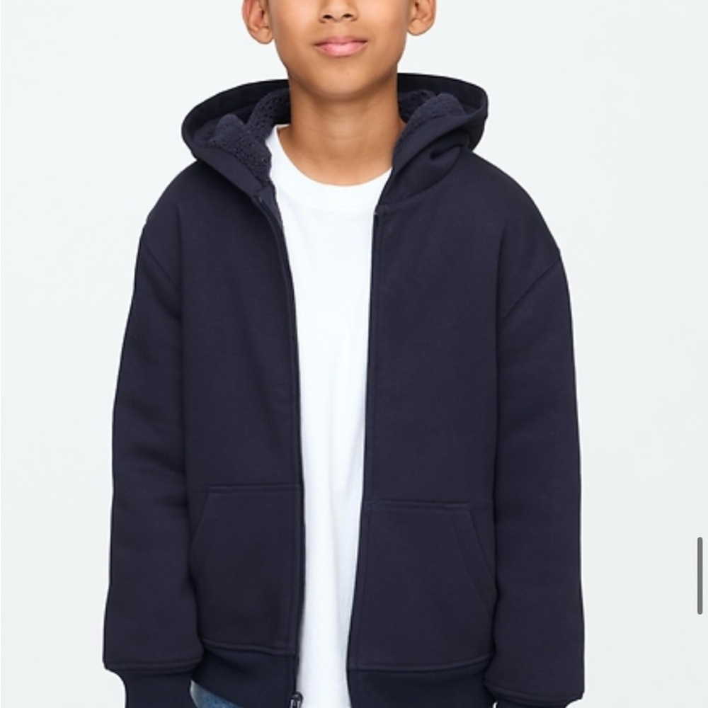 Kids Vintage Soft Sherpa lined Navy Blue Hoodie